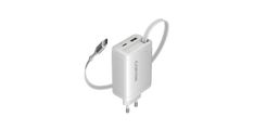 CANYON charger OnCharge 65RC Build-In Cable USB-C 65W 1xPD 1xQC EU White