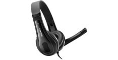 CANYON CHSU-1, slušalke z mikrofonom, USB priključkom, usnjenimi blazinicami, ravnim kablom dolžine 2,0 m, 16060160 mm, 0,13 kg, črna.