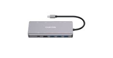 CANYON DS-12, 13-v-1 USB-C razdelilec, z 2HDMI, 3USB 3.0: podpora do največ 5 Gbps, 1USB 2.0: podpora do največ 480 Mbps, 1PD: podpora do največ 100 W PD, 1VGA, 1Type C podatki, 1Gigabit Ethernet, 13,5 mm avdio priključek, kabel 15 cm, ohišje iz alum