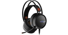 CANYON INTERCEPTOR GH-8A, Gaming headset 3.5mm jack plus USB connector for LED backlight, adjustable microphone and volume control, with 2in1 3.5mm adapter, cable 2M, Black and Orange, 0.36kg