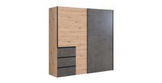 Garderobna omara WINN 2  (hrast + temno siva, Drsna vrata) 200,1x61,2x200,5 Iveral hrast + temno siva