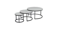 Klubska miza MOAN 1 - 3 deli Ø 80x42 & Ø 60x38 & Ø 40x34 Keramika Bela