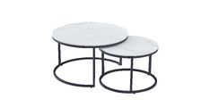 Klubska miza TAJDA - 2 dela (bel marmor) Ø 80x41 & Ø 60x37 Keramika bel marmor