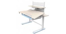 Pisalna miza EMA HIGH (bela + modra) 112x60x96,1/130,1 MDF+kovina bela + modra
