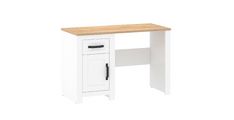 Pisalna miza TEOLO 8 bela + hrast 115x52x76,5 MDF+Iveral bela + hrast