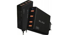 Polnilec USB BLOW, USB-Cx4, PD,100W, GAN, črne barve