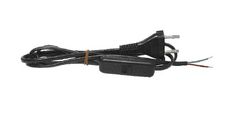 Priključna vrvica 220V 2P s stikalom, črne barve, 1,5m, H03VVH2-2x0,5mm2