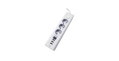Razdelilec WELL 220V 1/3 3m + stikalo; 3xUSB-A + 1xUSB-C , bela barva, IP20, 16A