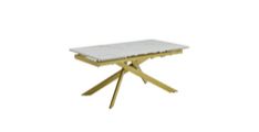 Raztegljiva miza GOLDIE (160+40+40)x90x76 cm bela in zlata 160/200/240x90x76 Keramika bela + zlato