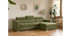 Sedežna garnitura CALGARY REC 120 L zelena 290x170 Tkanina + les zelena