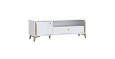TV Komoda FORREST HILLS bela + zlata FTHT121LB-M841 140,5x41,5x49 MDF+Iveral bela + zlato