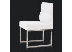 Jedilna stol Neri, belo usnje in nerjavno jeklo 48x55x86 cm Jedilna stol Neri, belo usnje in nerjavno jeklo 48x55x86 cm