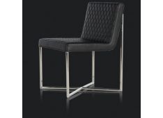 Jedilni stol Salone, črno usnje in nerjavno jeklo 50 x 59 x 79 cm Jedilni stol Salone, črno usnje in nerjavno jeklo 50 x 59 x 79 cm