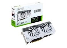 ASUS Video Card NVidia Dual GeForce RTX 4070 White OC Edition 12GB GDDR6X VGA with two powerful Axial-tech fans and a 2.56-slot design for broad compatibility, PCIe 4.0, 1xHDMI 2.1, 3xDisplayPort 1.4a