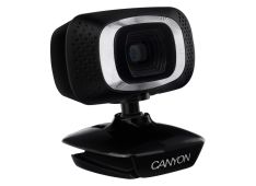 CANYON C3, spletna kamera HD 720P s priključkom USB2.0, 360° vrtljiv obseg, 1,0 milijona slikovnih pik, ločljivost 1280*720, vidni kot 60°, dolžina kabla 2,0 m, črna, 62,2x46,5x57,8 mm, 0,074 kg