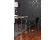 Jedilni stol Villetta, črno usnje in nerjavno jeklo 57 x 64 x 80 cm Jedilni stol Villetta, črno usnje in nerjavno jeklo 57 x 64 x 80 cm