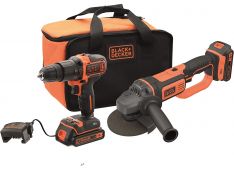 AKU SET UDARNI VRTALNIK IN KOTNI BRUSILNIK 18VBATERIJA,POLNILEC IN TORBA Black & Decker BCK24D2S AKU SET UDARNI VRTALNIK IN KOTNI BRUSILNIK 18VBATERIJA,POLNILEC IN TORBA Black & Decker BCK24D2S