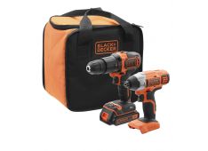 AKU SET UDARNI VRTALNIK IN VIJAČNIK 18VBATERIJA,POLNILEC IN TORBA Black & Decker BCK21S1S AKU SET UDARNI VRTALNIK IN VIJAČNIK 18VBATERIJA,POLNILEC IN TORBA Black & Decker BCK21S1S