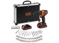 AKU UDARNI VRTALNIK 18 V S PRIBOROM+2X1,5Ah+HITRI POLN.+80-DEL.SET PRIBORA+KOVČEK Black & Decker BDCHD18BAFC