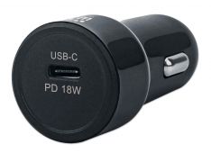 Avtopolnilec USB C 18W MANHATTAN, črne barve, 1xUSB C (PD 3.0) (5V/3A) - 102056 - 766623102056