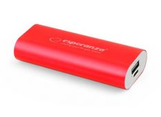 Baterijska banka ESPERANZA HADRON 4400mAh z USB priključkom, rdeče barve
