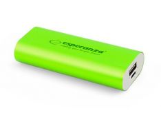 Baterijska banka ESPERANZA HADRON 4400mAh z USB priključkom, zelene barve
