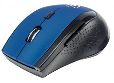 Brezžična optična miška MANHATTAN, modro/črna, USB, 1600 dpi, ukrivljena, 5 gumbov - 179294 - 766623179294