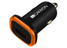 CANYON C-01 - avtomobilski polnilnik, 12V/24V, 5V-1A, 2x USB-A, črn CANYON C-01 - avtomobilski polnilnik, 12V/24V, 5V-1A, 2x USB-A, črn