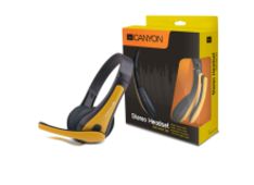 CANYON entry price PC headset, combined 3,5 plug, leather pads, Black-yellow CANYON entry price PC headset, combined 3,5 plug, leather pads, Black-yellow