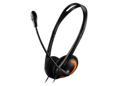 CANYON PC headset with microphone, volume control and adjustable headband, cable 1.8M, Black/Orange