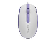 Canyon žična optična miška s 3 gumbi, DPI 1000, s 1,5 m USB kablom, belo-vijolična, 6511540mm, 0,1 kg. Canyon žična optična miška s 3 gumbi, DPI 1000, s 1,5 m USB kablom, belo-vijolična, 6511540mm, 0,1 kg.