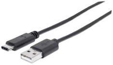 Kabel USB A/USB C MANHATTAN, moški/moški, USB 2.0, 1 m, črne barve - 353298 - 766623353298