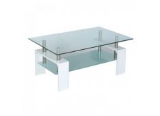 Klubska miza INTRO 100x63x45 Steklo + MDF bela visok sijaj