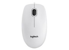 LOGITECH žična miška B100, bela