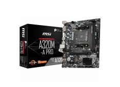 MSI A320M-A PRO, m-ATX, AMD AM4 Socket, 1 x PCI-E 3.0 x16 slot,2 DIMMs, Dual Channel DDR4 up to 3200(OC) MHz, 1 x PCI-E 3.0 x1 slot, 4 x SATA 6Gb/s, 6 x USB 3.2 Gen1 + 6 x USB 2.0, Realtek 8111H Gigabit LAN, 8-Channel(7.1) HD Audio with Audio Boost MSI A320M-A PRO, m-ATX, AMD AM4 Socket, 1 x PCI-E 3.0 x16 slot,2 DIMMs, Dual Channel DDR4 up to 3200(OC) MHz, 1 x PCI-E 3.0 x1 slot, 4 x SATA 6Gb/s, 6 x USB 3.2 Gen1 + 6 x USB 2.0, Realtek 8111H Gigabit LAN, 8-Channel(7.1) HD Audio with Audio Boost