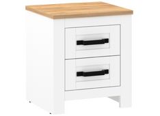 Nočna omarica RONCO 3 bela + hrast 46x41x52 MDF+Iveral bela + hrast