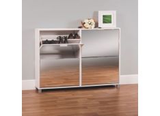 Omara za čevlje JENNA 120x24x88 Steklo + MDF bela Omara za čevlje JENNA 120x24x88 Steklo + MDF bela