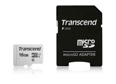 SDHC TRANSCEND MICRO 16GB 300S, 95/45MB/s, C10, UHS-I Speed Class 1 (U1), adapter - TS16GUSD300S-A - 760557842064