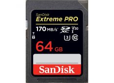 SDXC SANDISK 64GB EXTREME PRO, 170/90MB/s, UHS-I Speed Class 3 (U3), V30  - SDSDXXY-064G-GN4IN - 619659169299