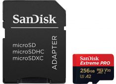 SDXC SANDISK MICRO 256GB EXTREME PRO, 170/90MB/s, UHS-I Speed Class 3, V30, adapter - SDSQXCZ-256G-GN6MA - 619659167837