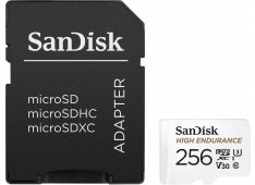 SDXC SANDISK MICRO 256GB HIGH ENDURANCE VIDEO, 100/40MB/s, UHS-I, U3, C10, V30, adapter - SDSQQNR-256G-GN6IA  - 619659173227
