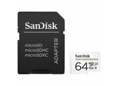 SDXC SANDISK MICRO 64GB HIGH ENDURANCE VIDEO, 100/40MB/s, UHS-I, U3, C10, V30, adapter - SDSQQNR-064G-GN6IA - 619659173081