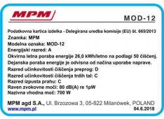 Vakumski sesalnik MPM 700W MOD-12, vrečka 3,5L, 5-filtrirni sistem, 7,5m, A razred Vakumski sesalnik MPM 700W MOD-12, vrečka 3,5L, 5-filtrirni sistem, 7,5m, A razred