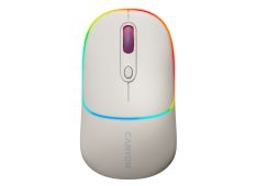 CANYON MW-22, 2 in 1 Wireless optical mouse with 4 buttons,Silent switch for right/left keys,DPI 800/1200/1600, 2 mode(BT/ 2.4GHz),  650mAh Li-poly battery,RGB backlight,Rice, cable length 0.8m, 110*62*34.2mm, 0.085kg